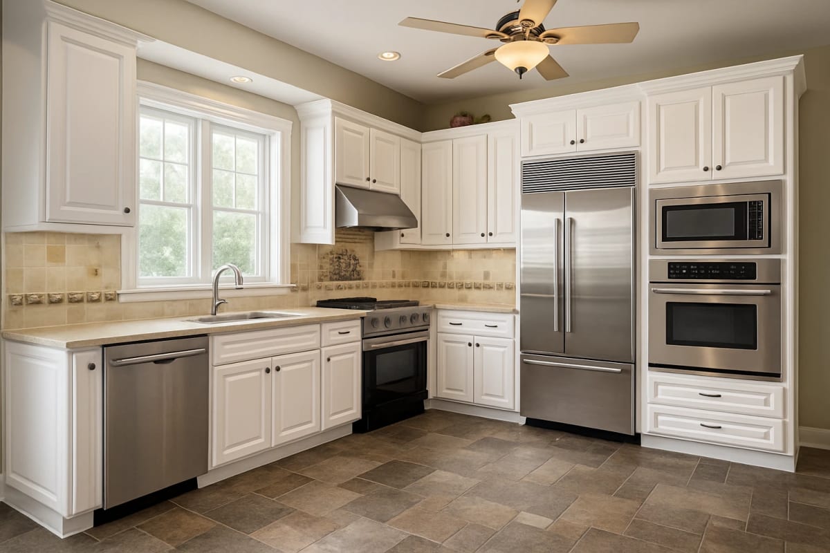 Kitchen featuring North Timber Harbor White cabinets