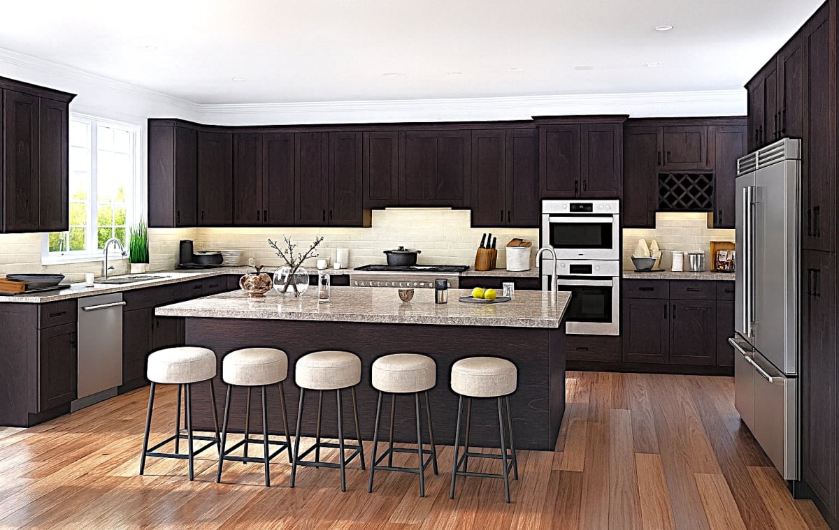 Kitchen featuring North Timber Newport Espresso cabinets