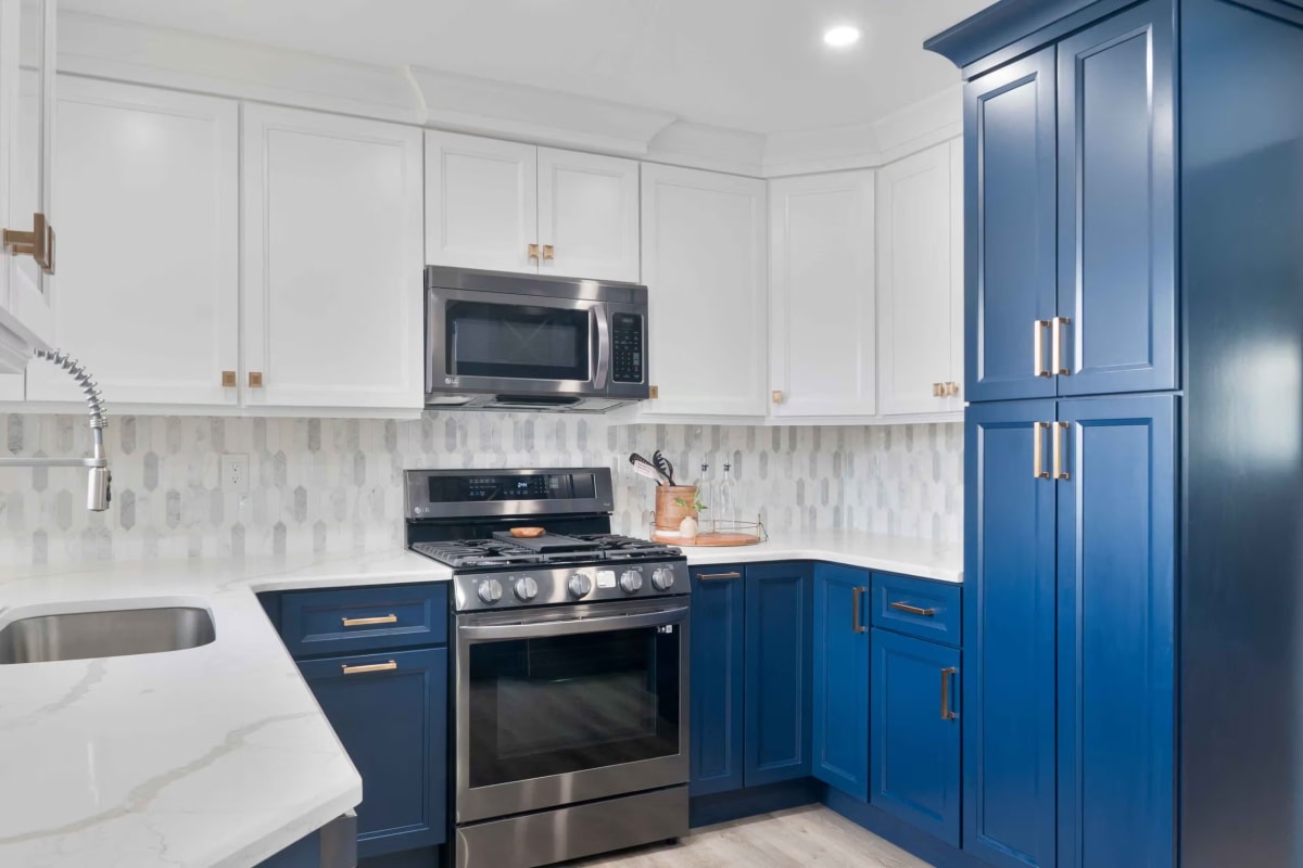 Kitchen featuring Tribeca Soho Blue cabinets