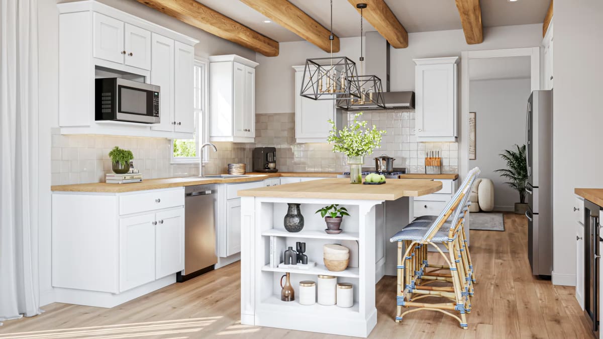 Kitchen featuring Tribeca Americana Snow White cabinets