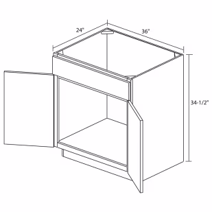 Unfinished Oak 36" Sink Base Cabinet - Leedo