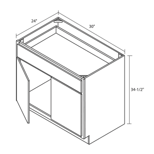 Leedo Canyon Tru White Shaker 30" Base Cabinet