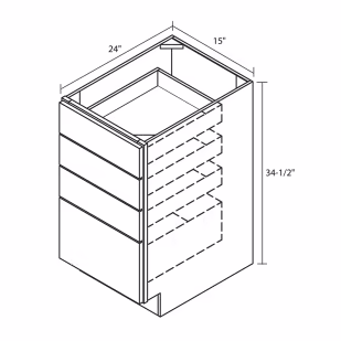 Leedo Rainer Ash Shaker 15" Four-Drawer Base Cabinet