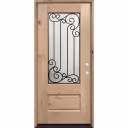 36" x 80" Internal Grille 3/4 Glass Unfinished Knotty Alder Left-Hand Exterior Door Unit