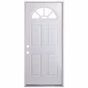 36" x 80" Fanlight Prehung Exterior Fiberglass Door - Right Hand Inswing