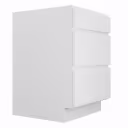 Camille Warm White 21" Three Drawer Kitchen Base Cabinet
