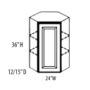 NEKC Andover White Shaker 24" x 36" Diagonal Corner Wall Cabinet