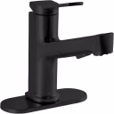Bathroom Fountain Faucet with Pull-Out Sprayer - Matte Black