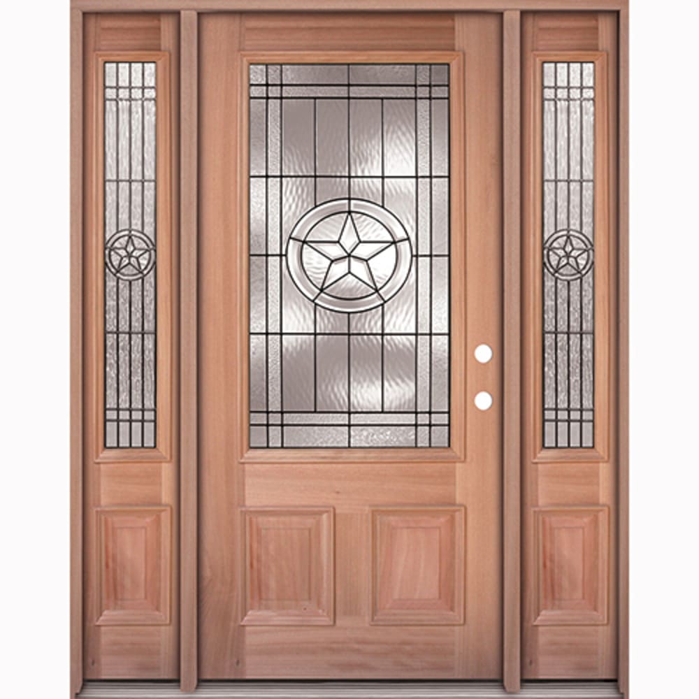 Twin Sidelites 22 x 48 Insulated Glass Insert And Decorative Patina Black Texas Star Caming Pattern Left Hand Ready to 4526288 Doors, Door Units Exterior