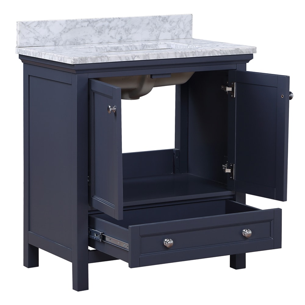 Cunningham 30" Vanity Top Combo in Harbor Blue Drawers Open