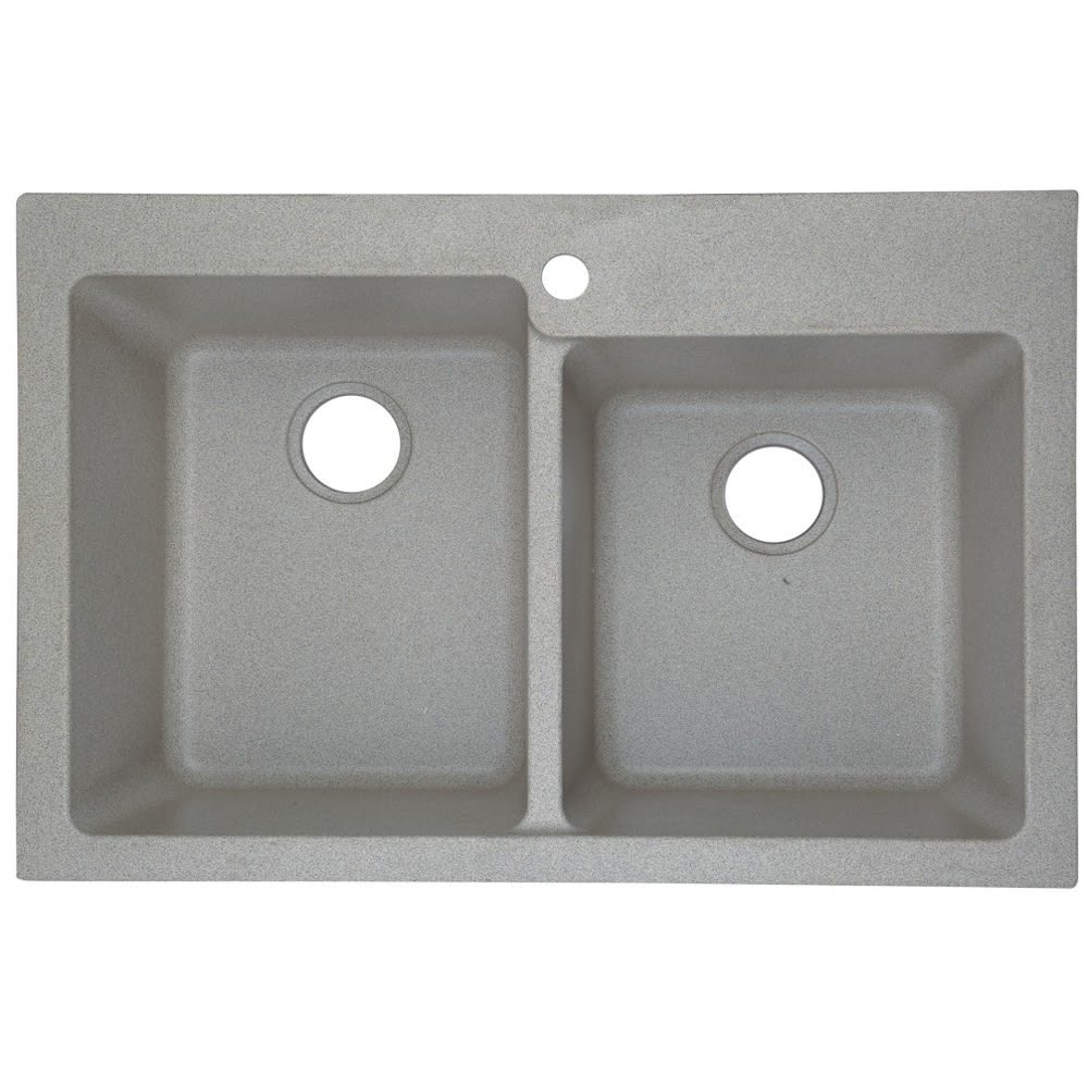 Sand Color Dual Mount Granite Composite Kitchen Sink, 60/40 Sand Color Dual Mount Granite Composite Kitchen Sink, 60/40