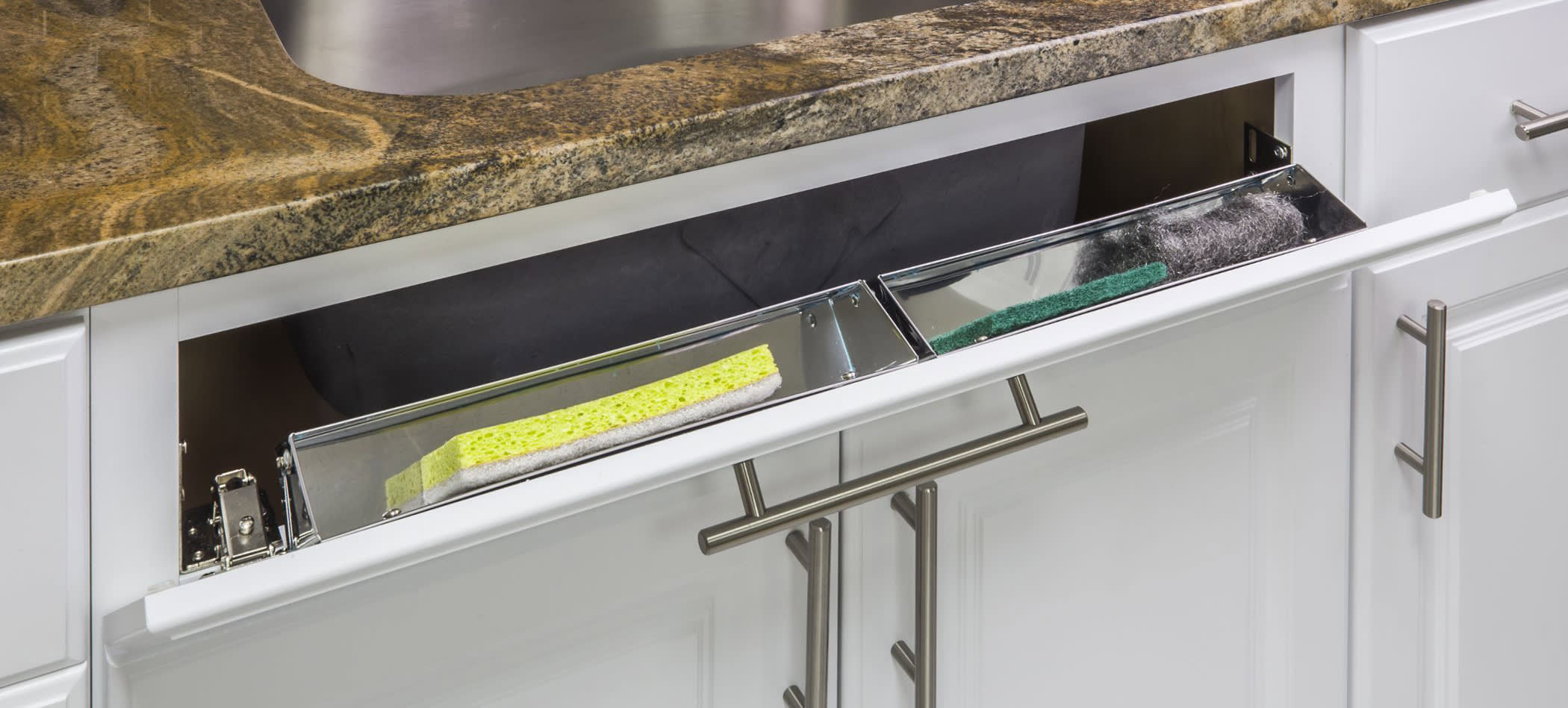 Sink front tip out trays