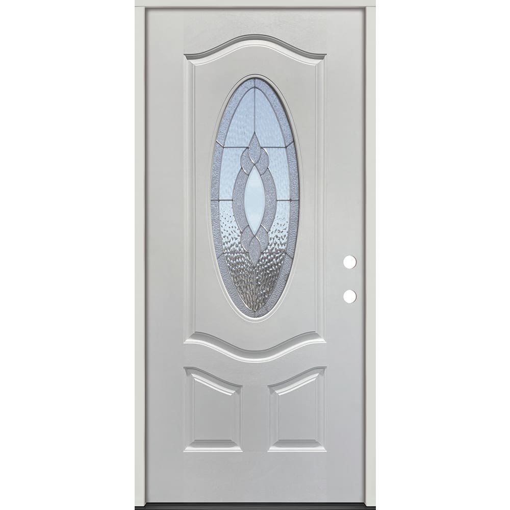 Oval Insulated Glass Insert And Decorative Zinc Silver Caming Pattern Left Hand Stain or paint Ready to install Completely assembled 4532745 Doors, Door Units Exterior