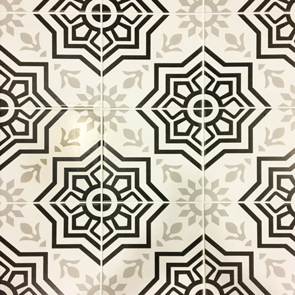 This 8"x8" decorative #PorcelainTile can be used indoors as an attention grabbing backsplash or outside to energize any outdoor patio. It 5534857 Tiffany Black 8 X 8 Porcelain Tile