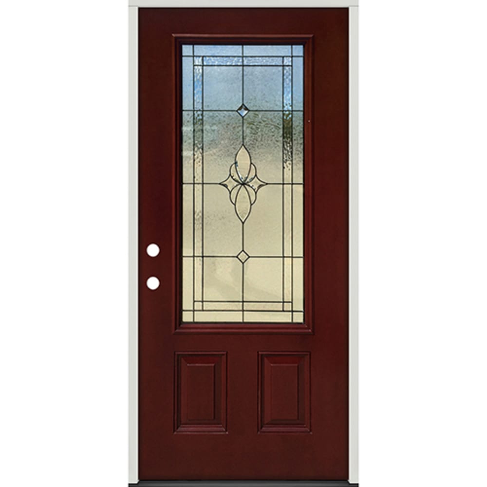 22" x 48" Insulated Glass Insert And Decorative Patina (Black) Caming Pattern; Right Hand. Ready to install. Completely 45320033 36 Prefinished Prehung Fiberglass Exterior Door Unit Right Hand