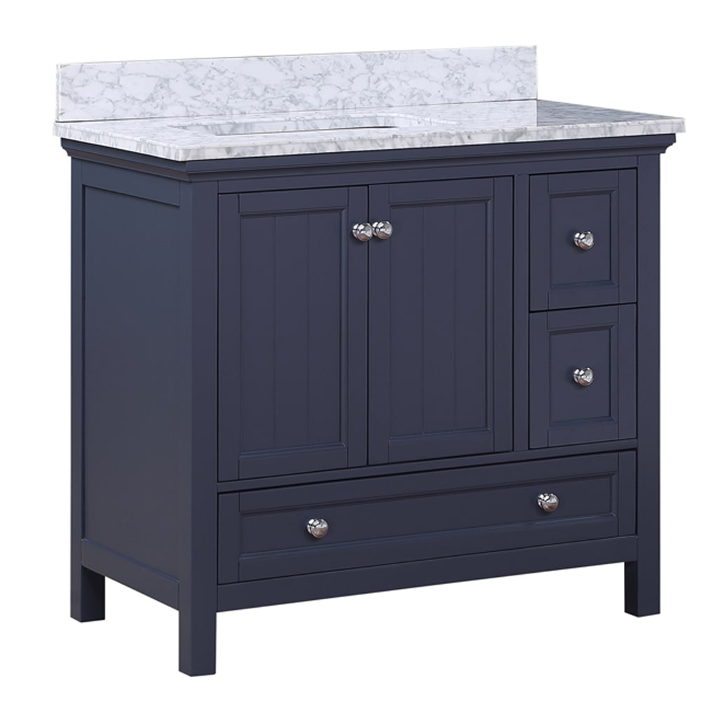 Cunningham 36" Vanity Top Combo in Harbor Blue Side Angle View