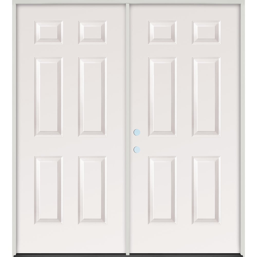 double panel steel exterior raised door unit rh doors prehung bm open both outlet sill each