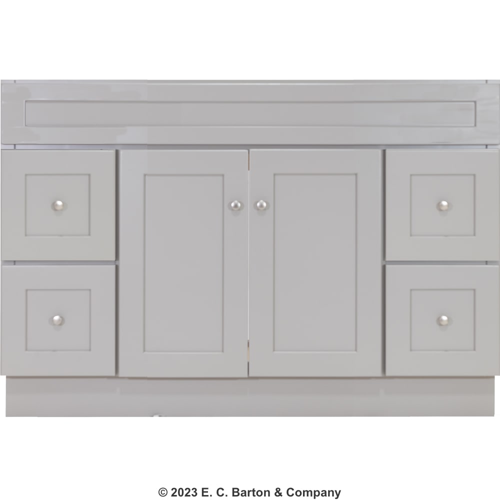 The Stone Harbor Gray cabinet or vanity line gives your home the relaxing feeling of a foggy day. Clean shaker doors and a light gray paint 5024919 Stone Harbor Gray