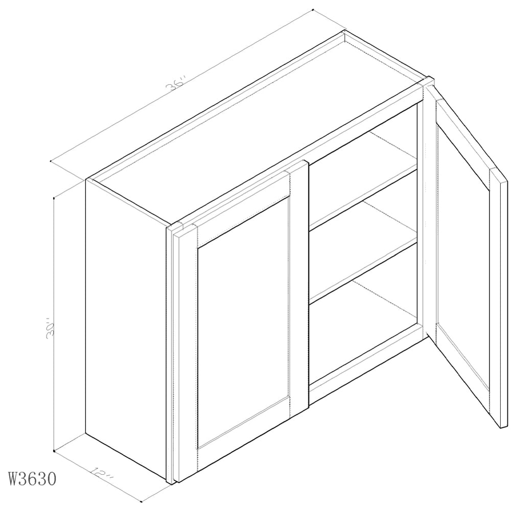 GHI Arcadia Linen White Shaker 36" x 30" Wall Home Outlet