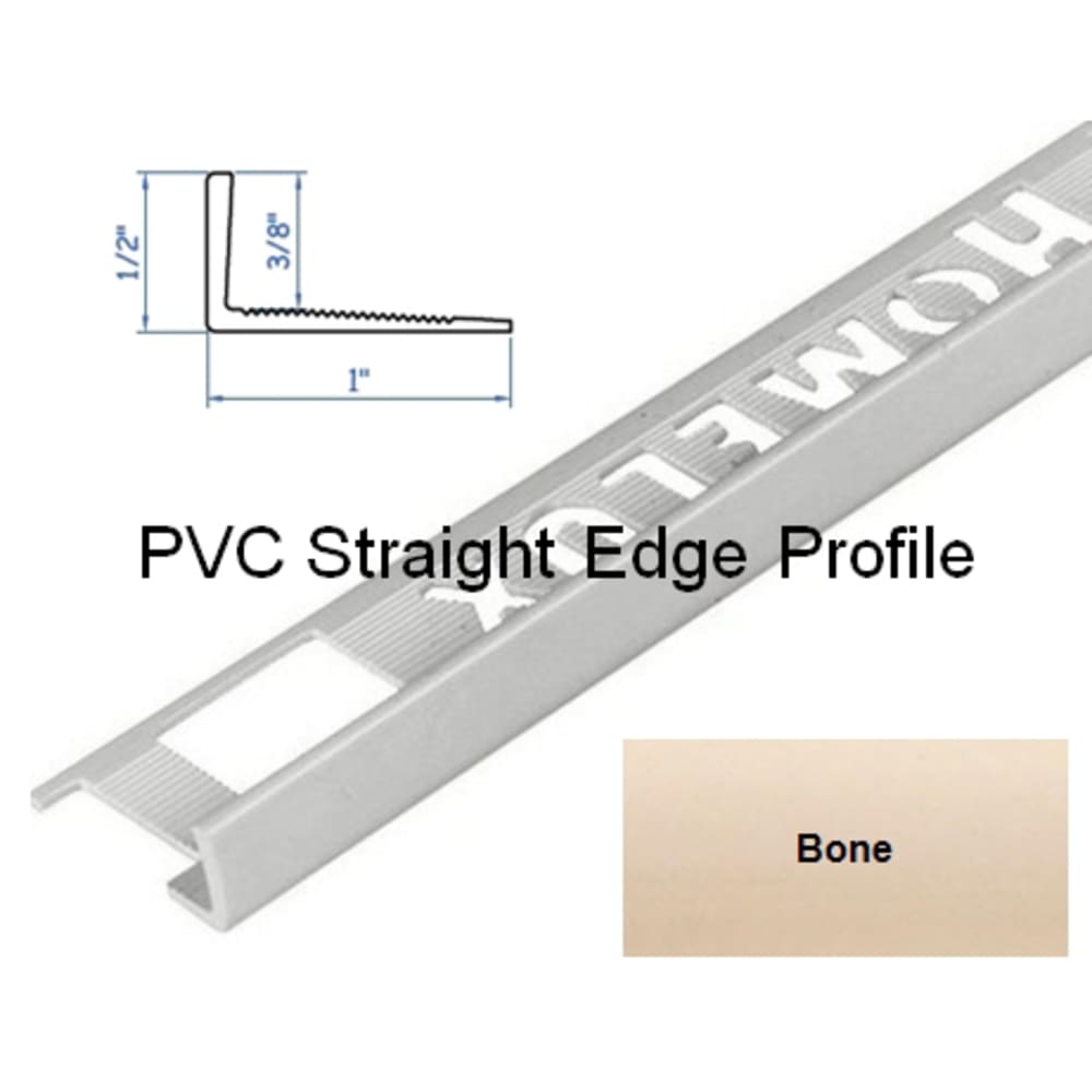 L-Shape straight edge for use on floors, walls, corners and decorative edging on counters. Provides clean transitions and edge protection. 5552824 HomeLux PVC Straight Edge Flooring Trim