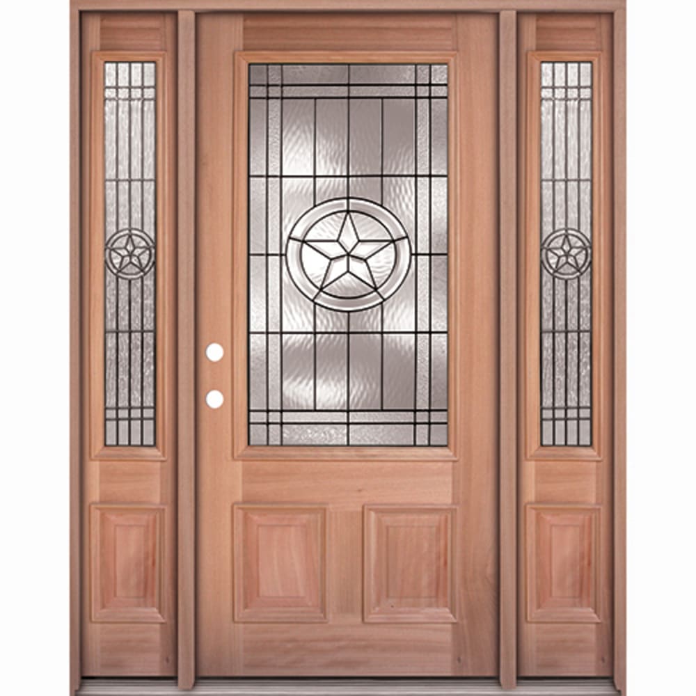 Twin Sidelites 22 x 48 Insulated Glass Insert And Decorative Patina Black Texas Star Caming Pattern Right Hand Ready to 4526289 Doors, Door Units Exterior