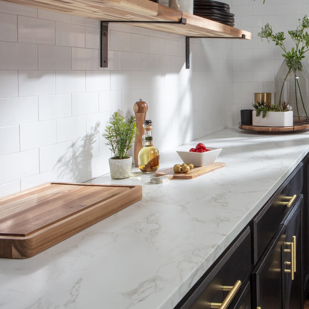 indad Bred rækkevidde mavepine Stretta White Marble 8' Laminate Countertop | Home Outlet