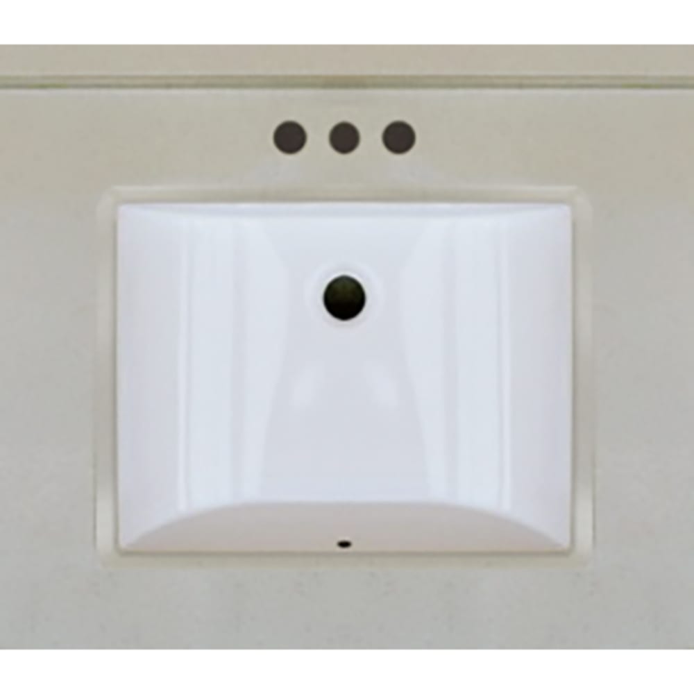 Seamless bowl construction, attached seamless backsplash. Rectangular "Wave" Bowl w/ radius edge. 4" oc faucet holes compatible with most 5020501 Beige Quartz 25x22 Engineered Stone Granite Finish Vanity Top