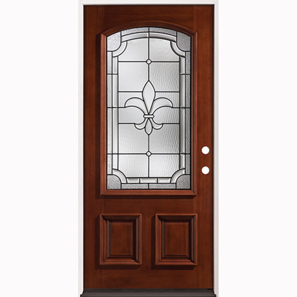 22 x 48 Insulated Glass Insert and Patina Black Fleur De Lis Caming Pattern Left Hand Ready to install Completely 4526298 Doors, Door Units Exterior