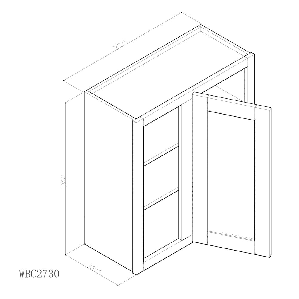 GHI Arcadia Linen White Shaker 27" x 30" Blind Corner Wall