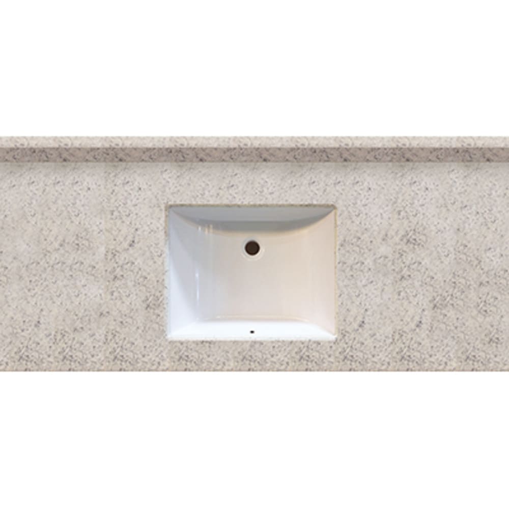 Seamless bowl construction, attached seamless backsplash. Rectangular "Wave" Bowl w/ radius edge. 4" oc faucet holes compatible with most 5020510 Arctic Stone 49x22 Engineered Stone Granite Finish Vanity Top