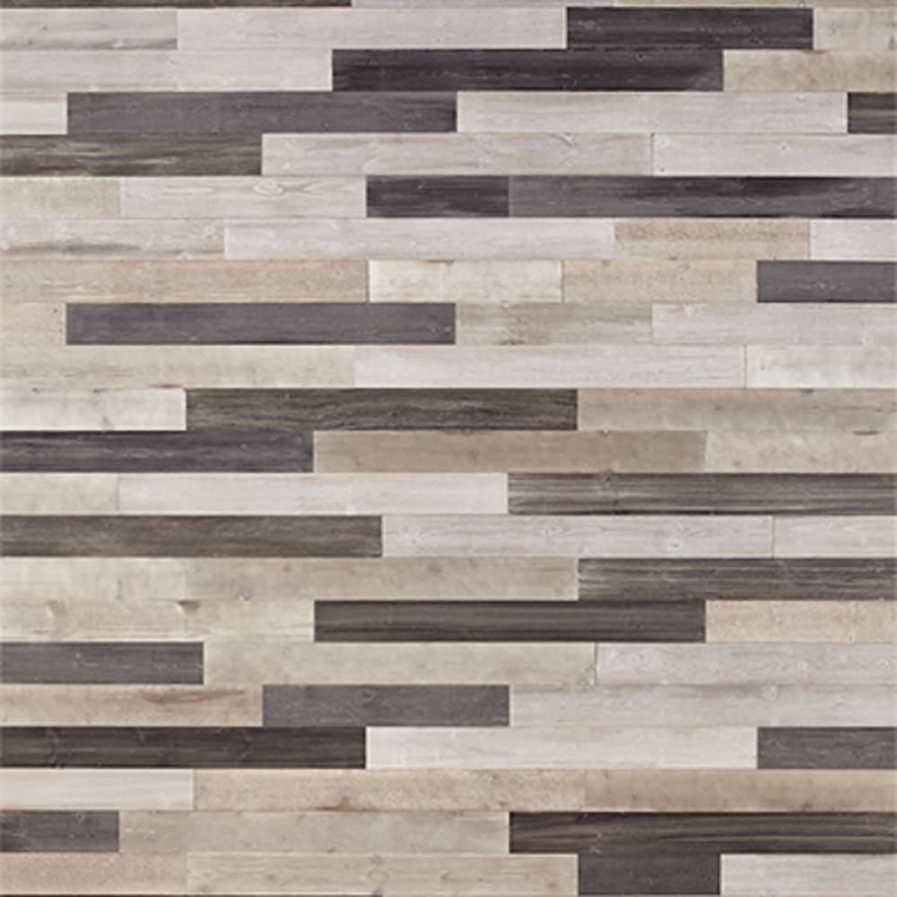 Peel and stick wood walls made with real kiln-dried solid white pine hardwood. Each board has its own unique markings, with grain 1013707 WOOD WALL PANELS STORMY SKY P amp S