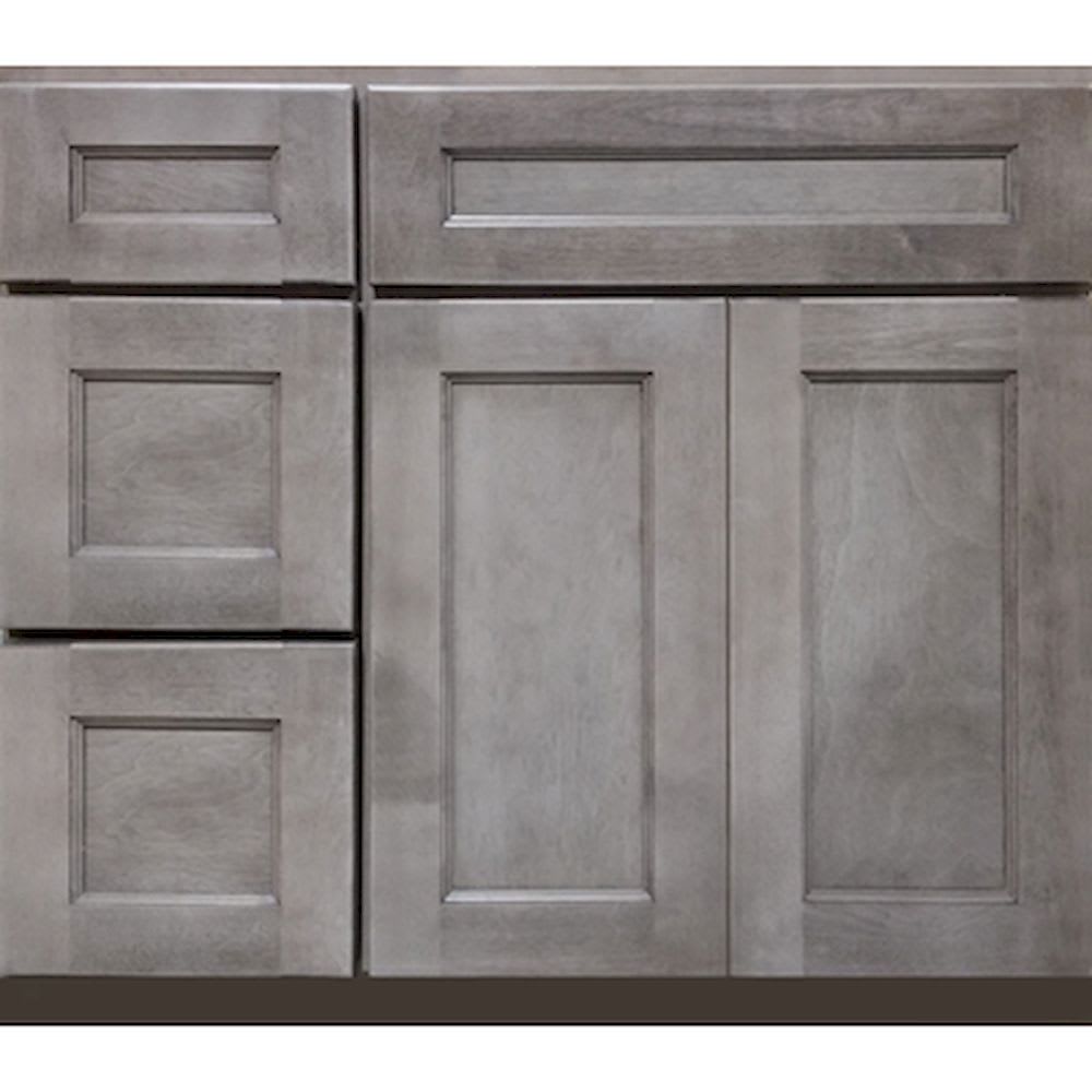 Smokey Gray is a timeless solid color that is clean and simple. This well thought out color will blend with any bathroom atmosphere. With a 5025204 Heritage Smokey Gray 36 LH Vanity with Drawers