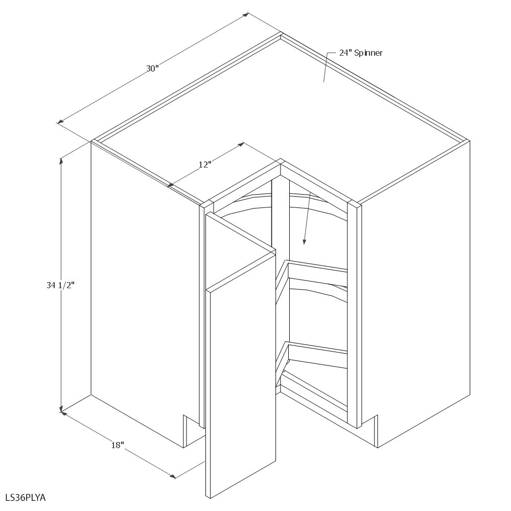 Tru Cab Legacy Cherry 36 Lazy Susan Base Cabinet Home Outlet
