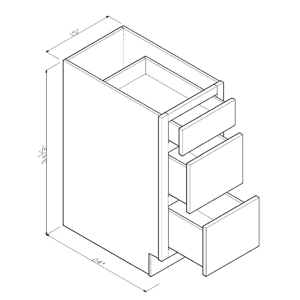 Faircrest White Shaker 15 Three Drawer Base Cabinet Home Outlet