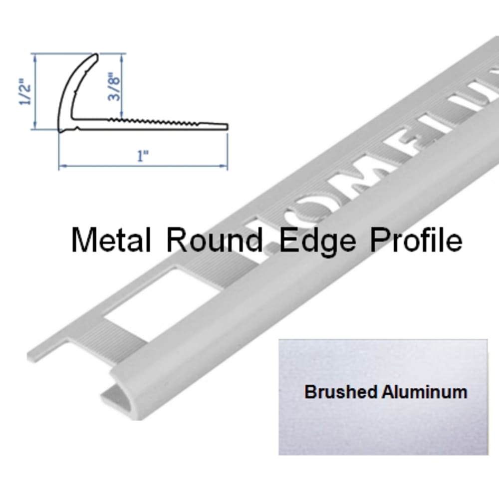 Round edge quarter round profile used for skirting for tiles or carpeted floors. Also used for corners of external walls. 5552835 HomeLux Metal Round Edge Flooring Trim