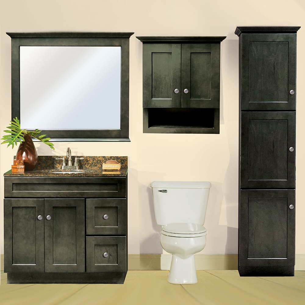 GHI Coastal Gray Shaker Vanity 21" x 26" Tank Topper installed in a bathroom