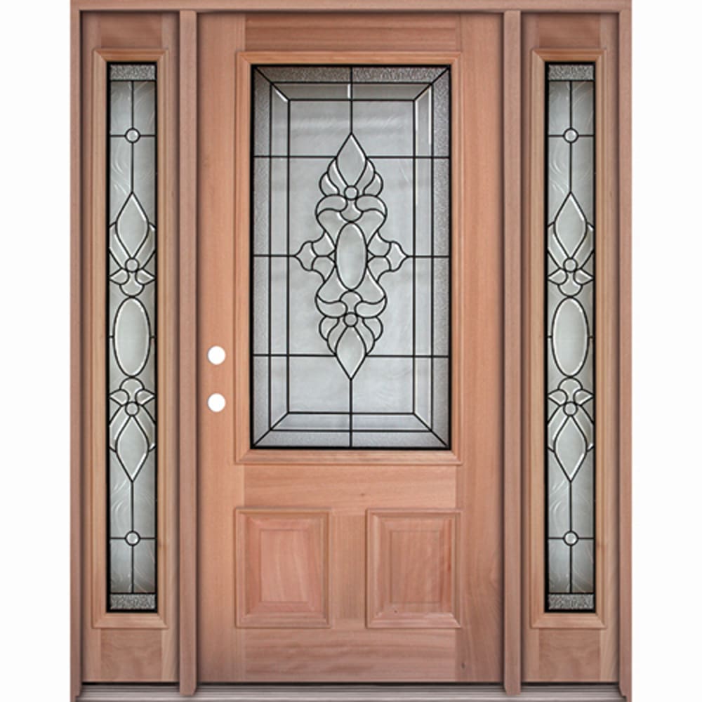 Twin Sidelites 22 x 48 Insulated Glass Insert And Decorative Patina Black Caming Pattern Right Hand Ready to install 4526285 Doors, Door Units Exterior