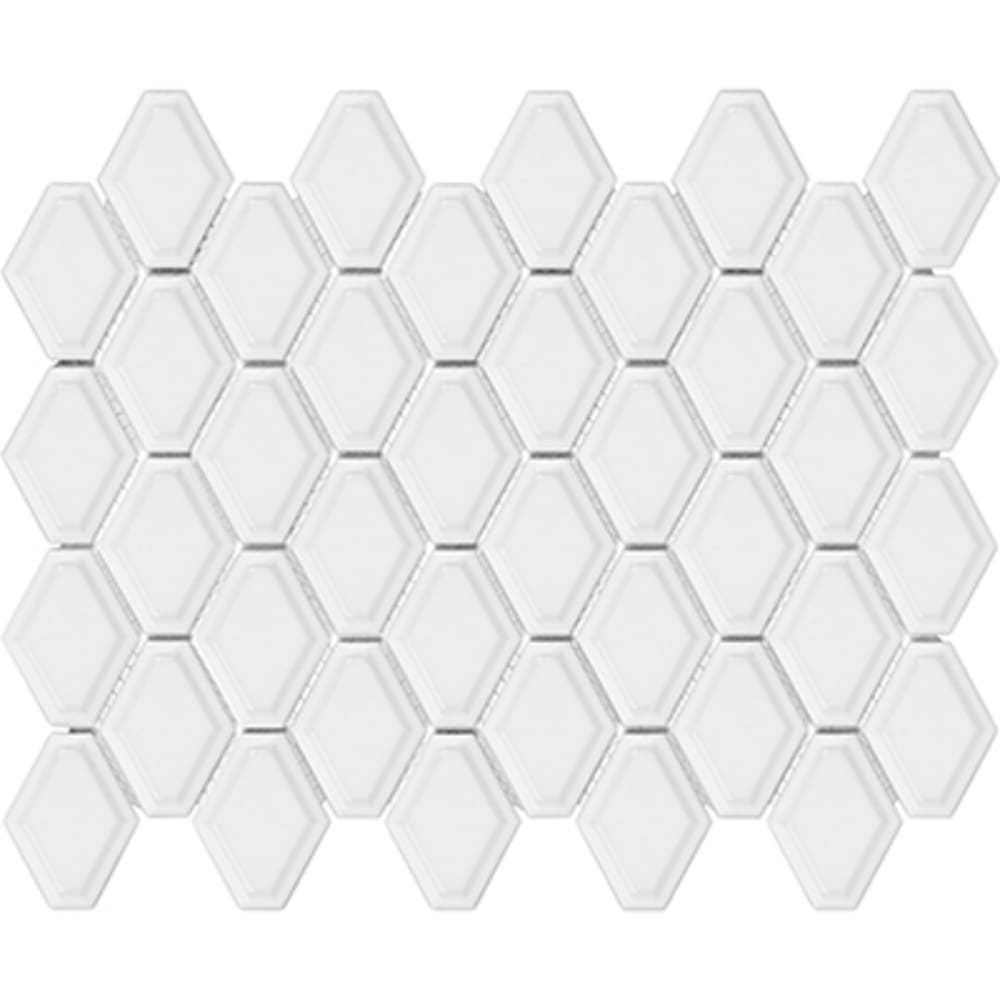 Gloss White modern geometric shaped Convex Loft porcelain mosaic tile can be used on walls. Perfect for kitchen backsplashes and bathrooms. 5534018 Soho Glossy White Convex Loft Mosaic Tile