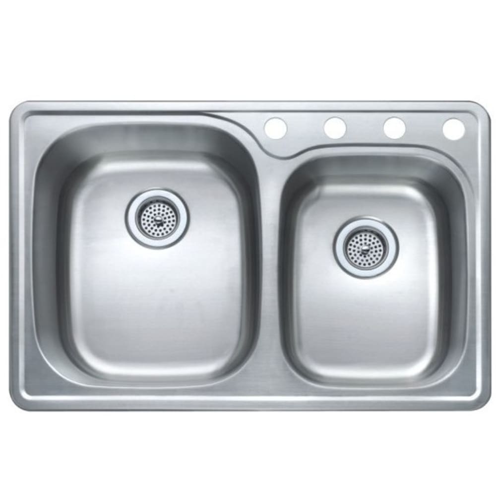 33X22 9/7.5" Double Bowl Offset Satin Stainless Sink 33X22 9/7.5" Double Bowl Offset Satin Stainless Sink