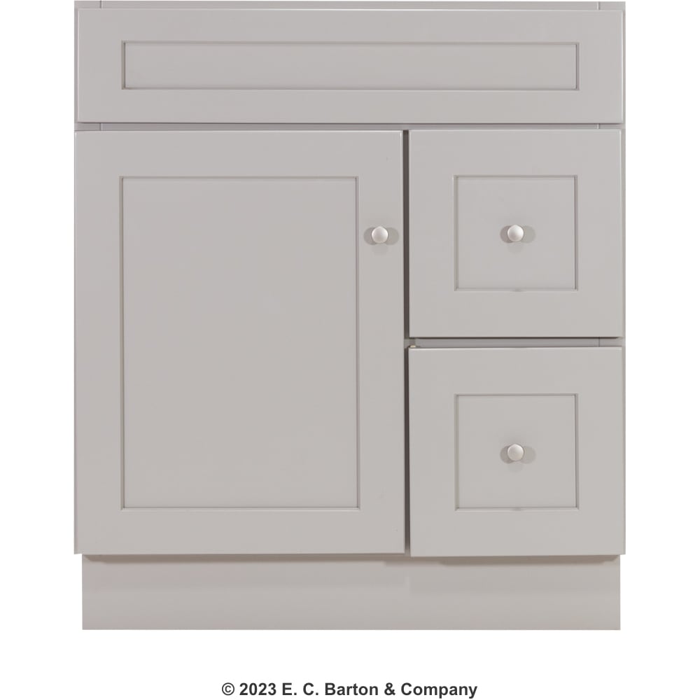 The Stone Harbor Gray cabinet or vanity line gives your home the relaxing feeling of a foggy day. Clean shaker doors and a light gray paint 5024916 Stone Harbor Gray