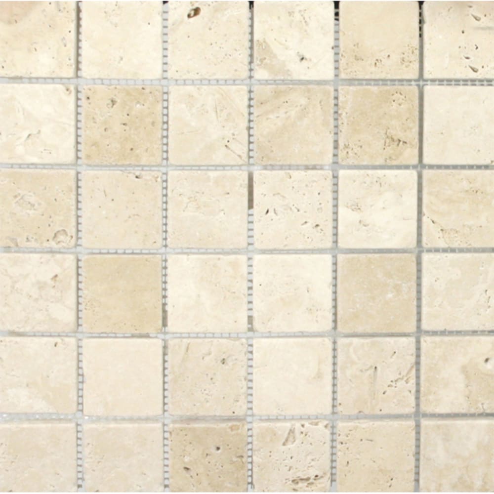 Mosaic 12"x12" White/Ivory Travertine Tile Mosaic 12"x12" White/Ivory Travertine Tile