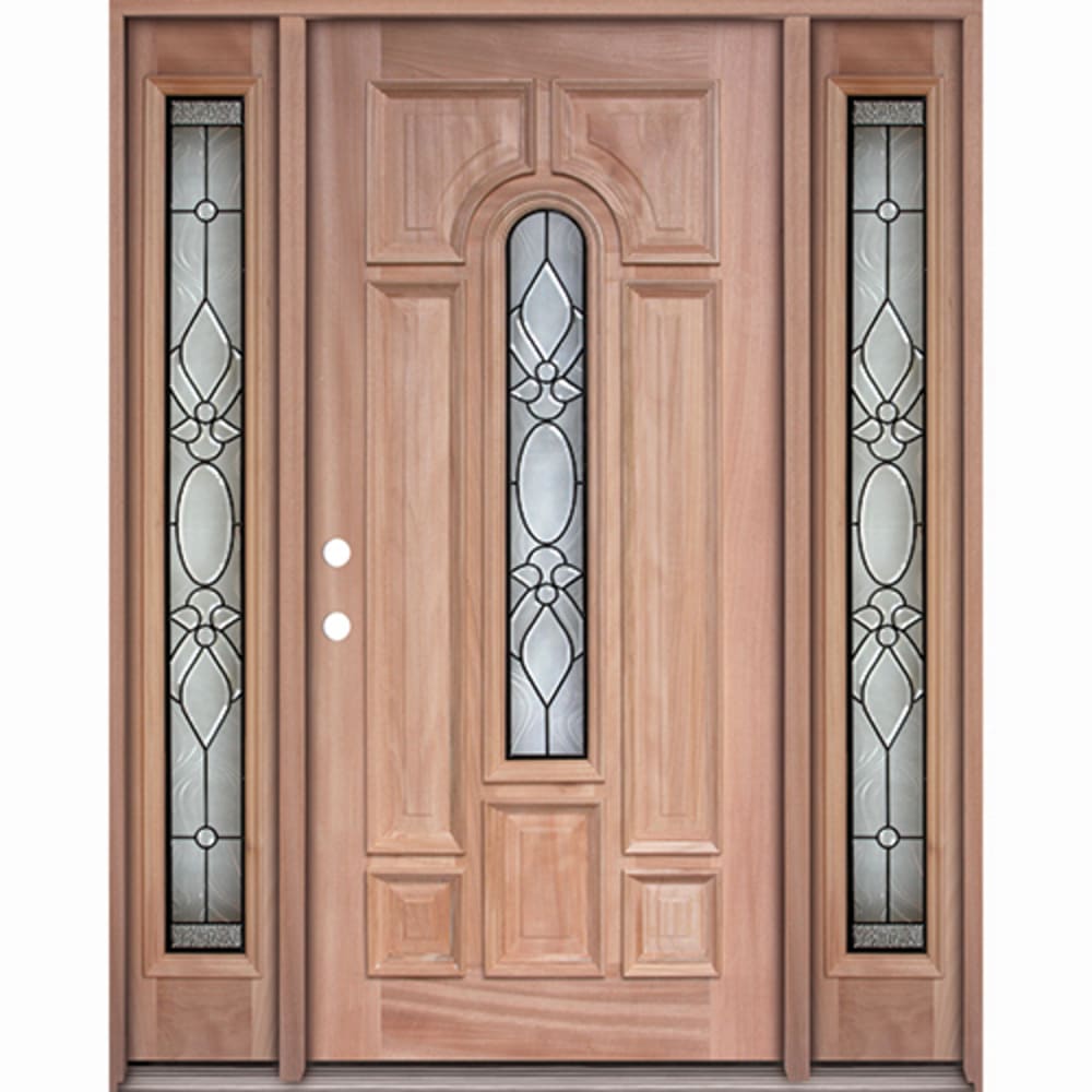 Twin Sidelites Center Arch Insulated Glass Insert And Decorative Patina Black Caming Pattern Right Hand Ready to install Completely 4526283 Doors, Door Units Exterior