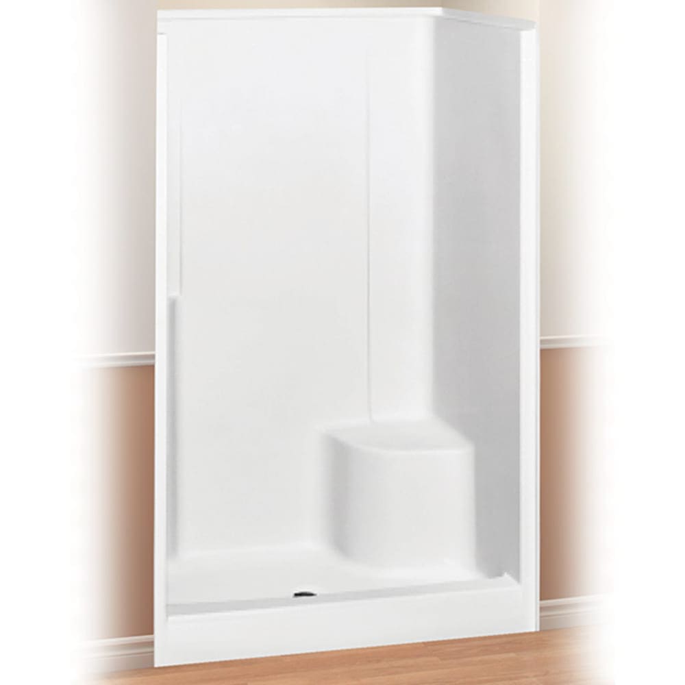 One piece shower for seamless look Ideal for new construction installs direct to stud Built in shelves and seat Right or Left hand seat 8016715 Bath, Shower Units