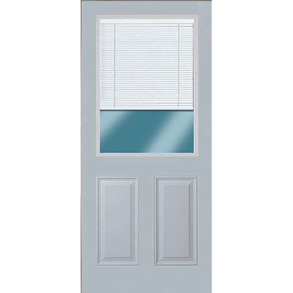 Energy efficient exterior door with half lite tilt/raise-lower mini blinds. 1" insulated glass. Fully assembled unit, with full 45320099 36 1 2 Lite Exterior Steel Door Unit with Mini Blinds Between the Glass Right Hand