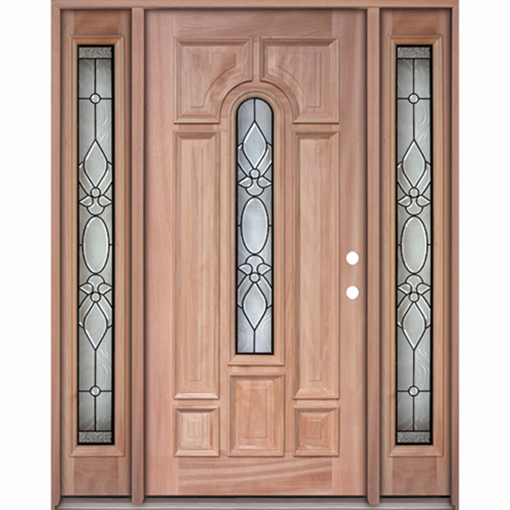 Twin Sidelites Center Arch Insulated Glass Insert And Decorative Patina Black Caming Pattern Left Hand Ready to install Completely 4526282 Doors, Door Units Exterior