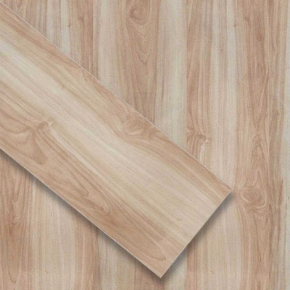 Wood look waterproof vinyl plank that clicks together to create a floating floor. Made with pure virgin PVC. Features a premium Aluminum 5524302 Luxury Click Vinyl Outset 6x36 Natural Maple Plank Floor