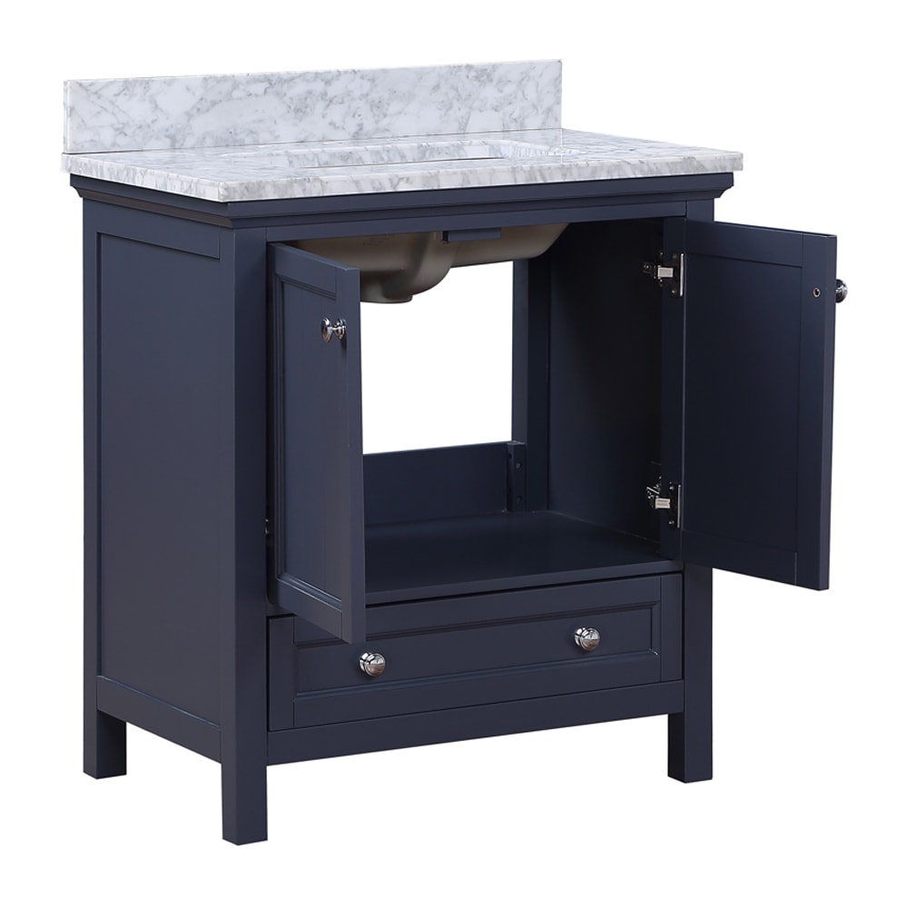Cunningham 30" Vanity Top Combo in Harbor Blue Drawers Open