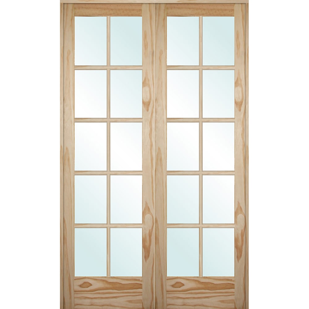 French 15 Lite Clear Pine 48 Interior Double Door