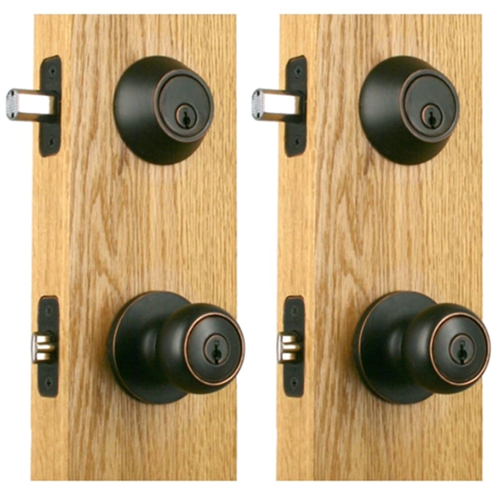 Round Ball Oil Rubbed Bronze Entry Combo Knob Deadbolt 2 pack Features include a 25 year warranty on parts and finish Newgard locks meet 7528723 Tools & Hardware, Locks