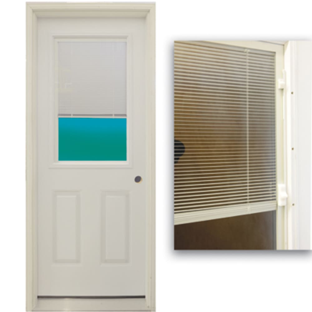 Energy efficient exterior door with half lite tilt raise lower mini blinds 1 insulated glass 30 width Fully assembled 4532663 Doors, Door Units Exterior